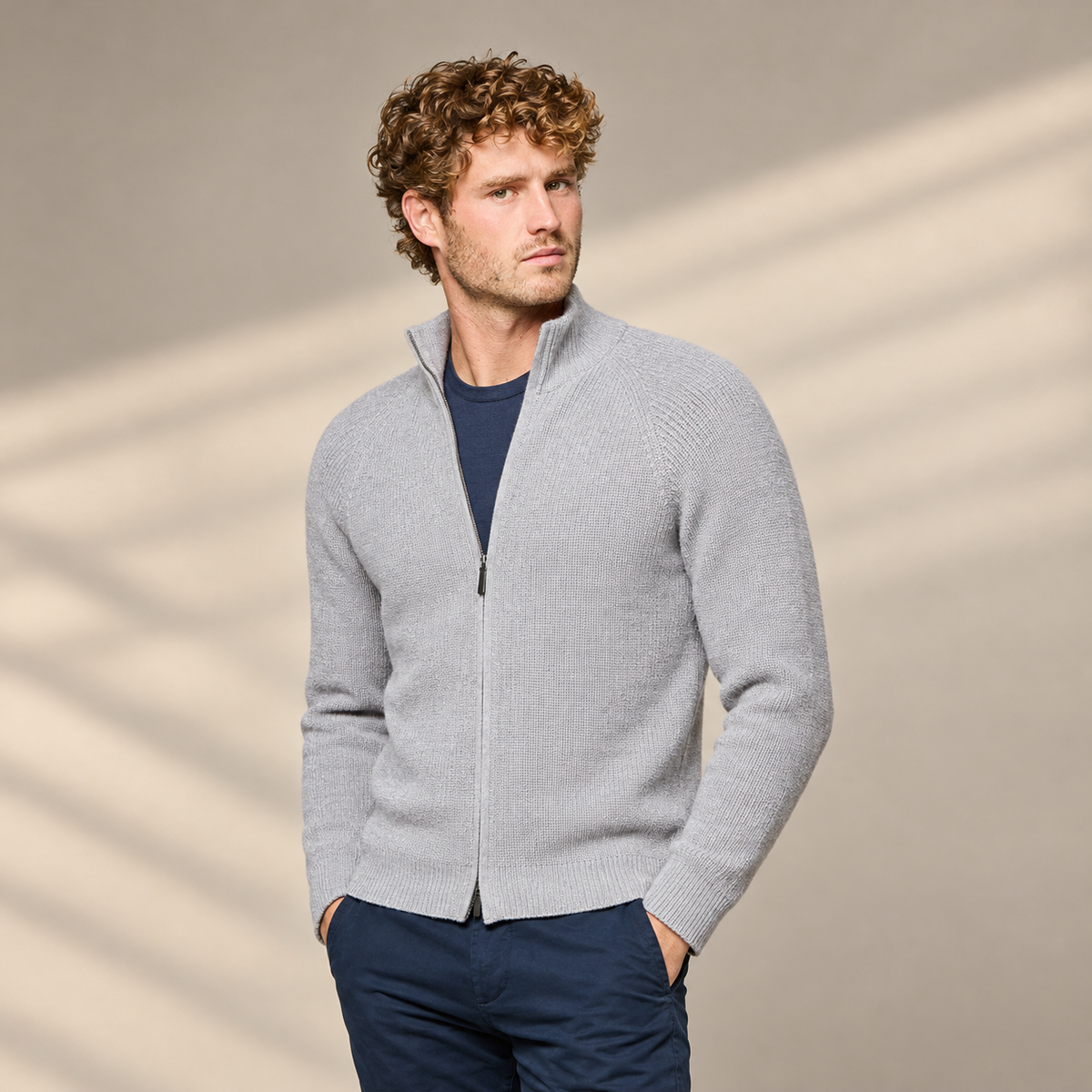 Jersey de Cachemira con Cremallera para Hombre