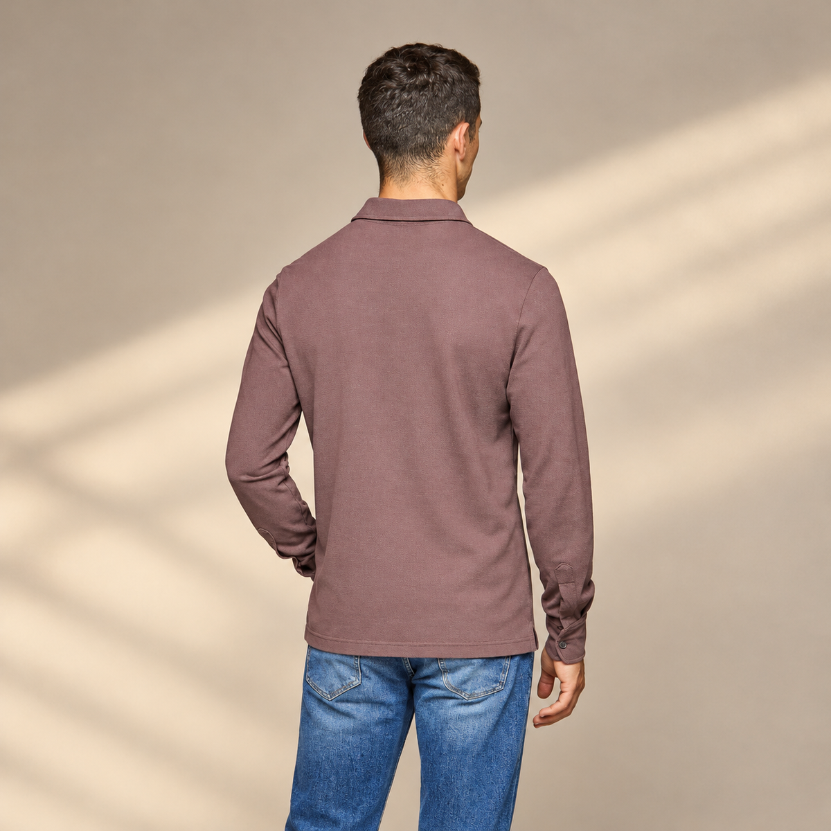Polo de Piqué de Manga Larga para Hombre