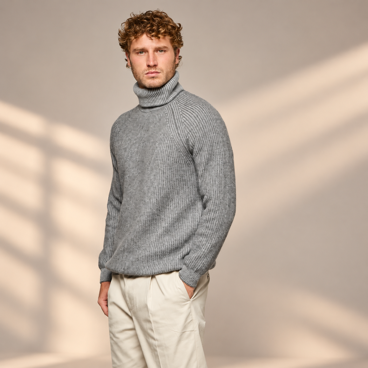 Suéter de Cachemira con Cuello Alto para Hombre