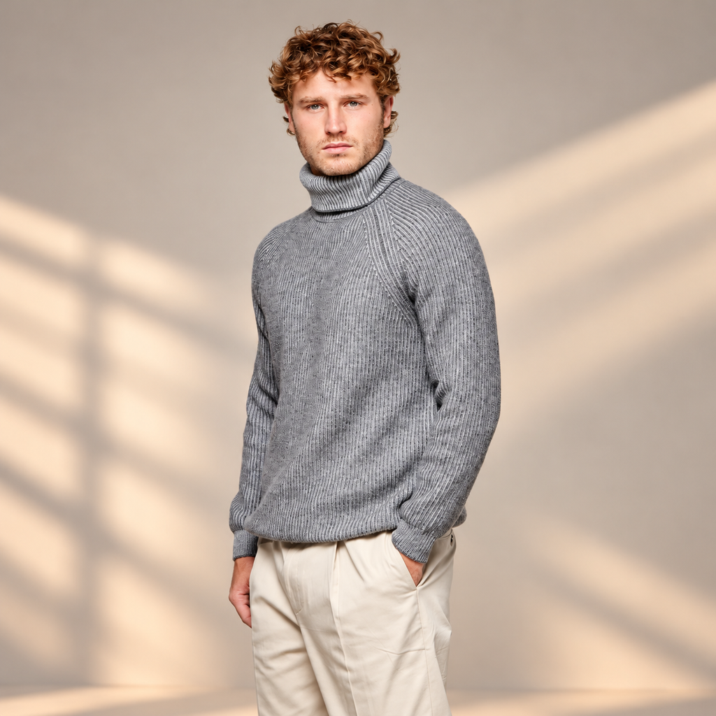 Suéter de Cachemira con Cuello Alto para Hombre